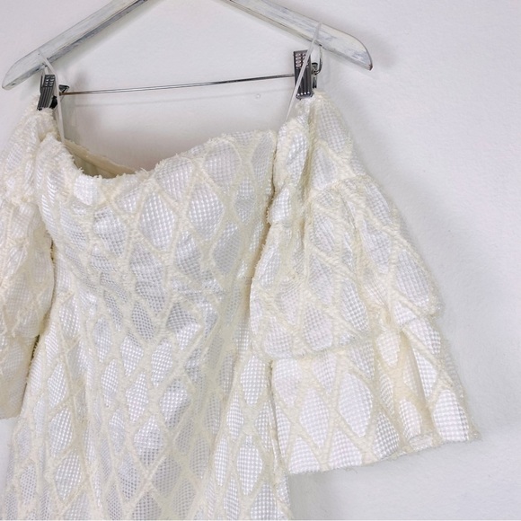 ATOIR Ivory Mini Strapless Dress Elegant Night Out Cocktail Bell Sleeve 4 - Picture 5 of 15